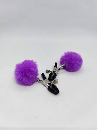 Затискачі на соски DS Fetish Nipple clamps metal poliester violet, фото 1