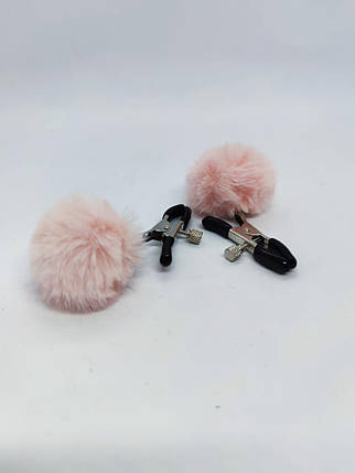 Затискачі на соски DS Fetish Nipple clamps metal poliester pink, фото 1