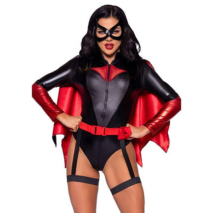 Сексуальний костюм Leg Avenue Bat Woman, XS, із 4 предметів, чорно-червоний, фото 1