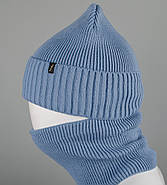 Комплект шапка-резинка з відворотом на флісі + Баф на флiсі (230701), Св. Джинс, фото 2