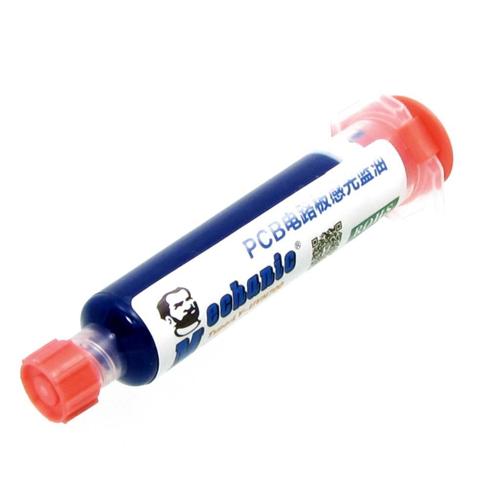 TU TU Лак изоляционный Mechanic BY-UVH900, синий, в шприце, 10 ml (LB10 UV curing solder proof printing ink)
