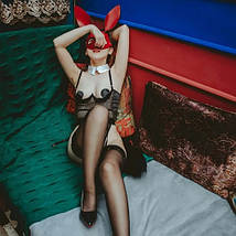 Сексуальний костюм зайчика UPKO Bunny Girl Bodysuit з відкритими грудьми, чорний, М, фото 5
