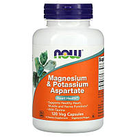 Витамины и минералы NOW Magnesium & Potassium Aspartate with Taurine, 120 капсул
