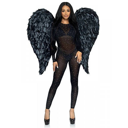 Крила ангела з пір'я Leg Avenue Black Feather Wings - Hvit, фото 1