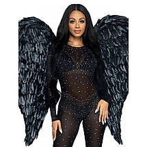 Крила ангела з пір'я Leg Avenue Black Feather Wings - Hvit, фото 4