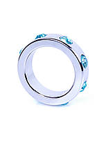 Ерекційне кільце Boss Series Metal Cock Ring with Light Blue Diamonds Medium, фото 2