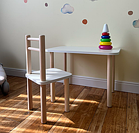 Детский столик и стульчик от производителя Дерево и ЛДСП стул-стол Стол и стульчик для детей Белый