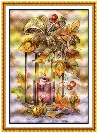 Набір для вишивання за нанесеною на канву схемою "Autumn Lantern". AIDA 14CT printed 21*30 см