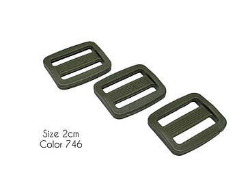 Пряжка "Перетяжка" для ремінної стрічки двощілинна 20мм Хакі пластикова