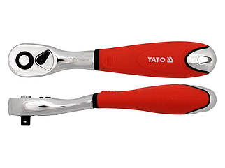 Тріскачка YATO: квадрат M = 1/4" (6,3 мм), L = 155 мм, із шарніром і вигнутою ручкою
