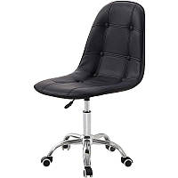 Крісло офісне м'яке з екошкіри Мікс меблі Марсель, ніжки хром, колір чорний