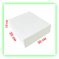 Подарочная картонная самосборная коробка 35х30х10см белая упаковка для подарков одежды