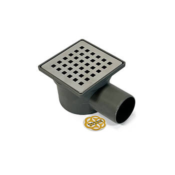 Трап для душевой трап ECO DRAIN 10x10 см, горизонтальний, з сухим затвором, решітка квадрат Sanpreis