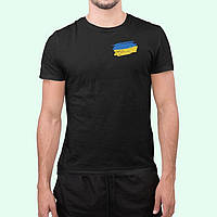 Мужская футболка флаг Украины на груди Черный, S