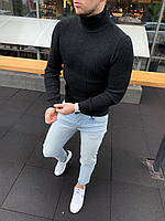 Стильный повседневный гольф Турция, Качественный мужской черный свитер шерсть