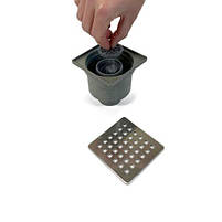 Трап для душа DRAIN KLEPPER 10x10 см, вертикальний, з сухим затвором, грати квадратні Sanpreis, фото 9