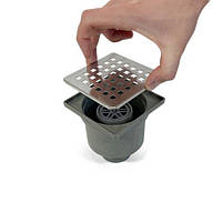 Трап для душа DRAIN KLEPPER 10x10 см, вертикальний, з сухим затвором, грати квадратні Sanpreis, фото 11