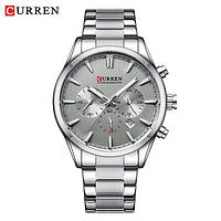 Годинник CURREN 8446 SILVER GREY DIAL 44MM CHRONOGRAPH JAPAN QUARTZ