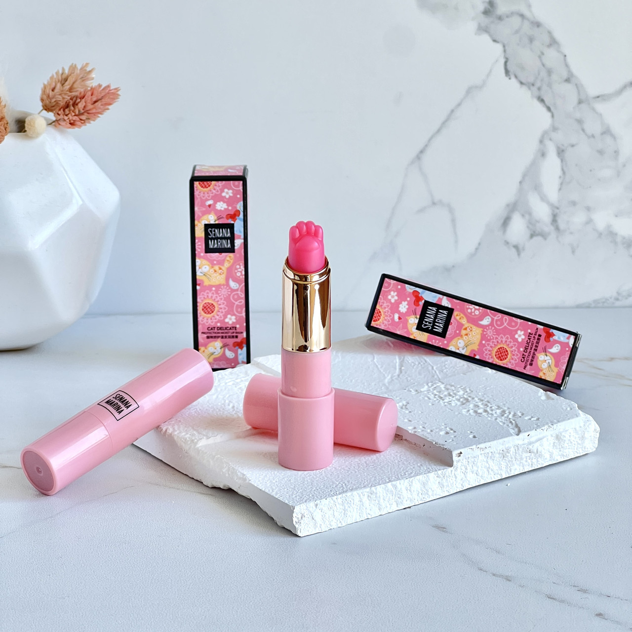 Бальзам для губ зволожуючий Senana Cat Delicate лапка котика з легким рожевим відтінком