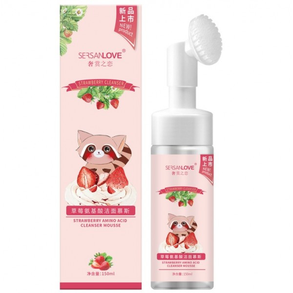 Пінка з щіточкою з екстрактом полуниці та гіалуроновою кислотою Strawberry Amino Acid Sersanlove 150мл