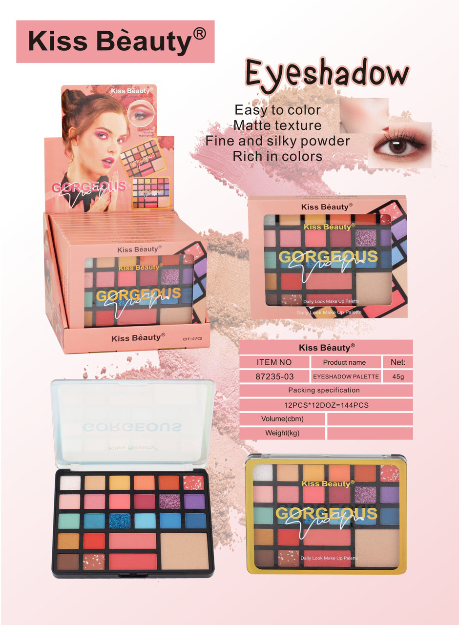 Тіні для повік 4Kiss Beauty Gorgeous матові і шиммерные, румяна та пудра