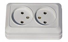 Розетка подвійна без заземлення накладна GISelt Aurora G1811