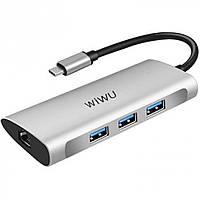 Хаб HUB USB C 6 in 1 WiWU Alpha 631STR