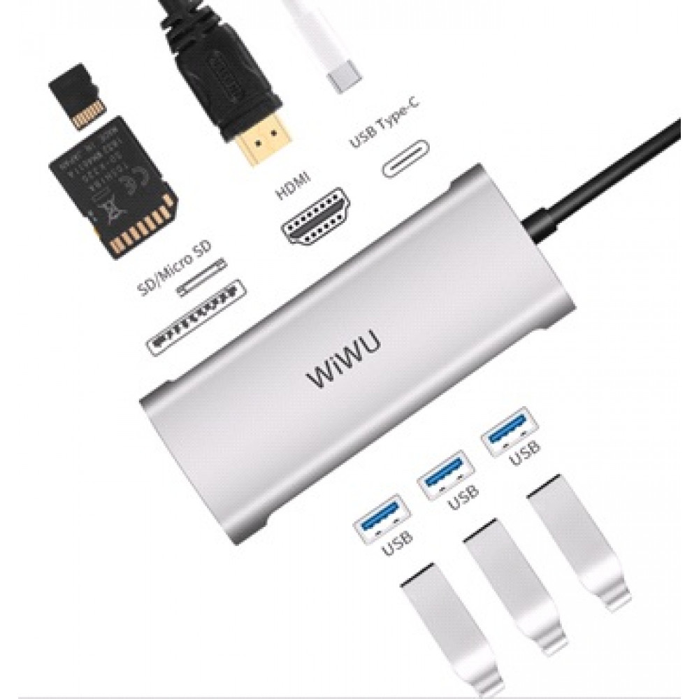 Хаб HUB USB C 7 in 1 WiWU Alpha 731HP - фото 2 - id-p1943014357