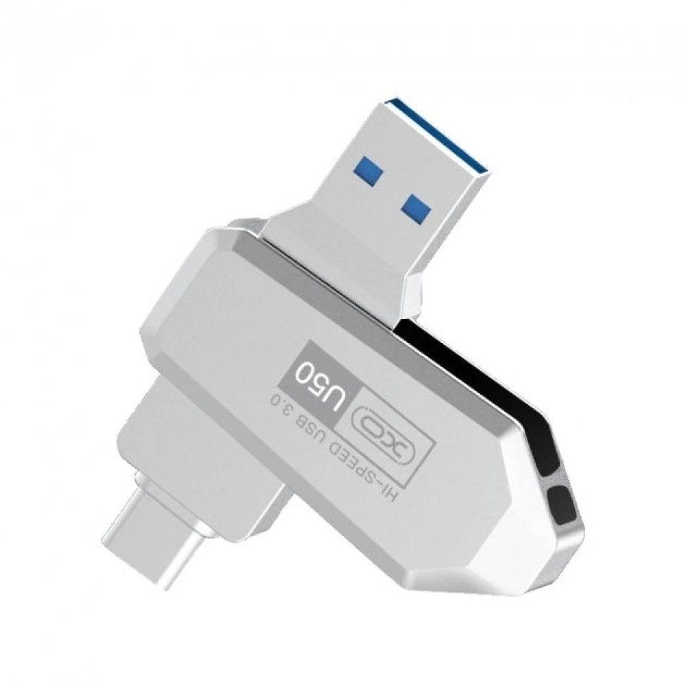 Накопитель USB Flash Drive XO U50 USB3.0+Type C 128GB Цвет Стальной - фото 1 - id-p1943074012