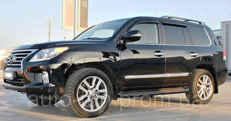 Молдинги на двери Toyota Land Cruiser 200 '2007- / 2015- / Lexus LX 570 цвет черный модель рестайлинг LX '2013 - фото 4 - id-p340170586