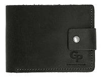 Мужской кожаный кошелек Grande Pelle для купюр и карточек, черное портмоне с монетницей, матовое покр 23 di !