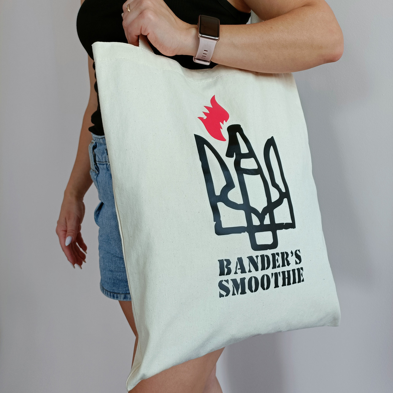 Еко Сумка Шопер BandersSmoothie, патриотический шопер с принтом, (Бандэра Смузи) светлая сумка для пок 23 di ! - фото 2 - id-p1943098197
