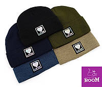 Жіноча/Дитяча шапка з логотипом Лайк чорна,синя,коричнева,хакі, тепла шапка Likee на зиму/осінь з флісом