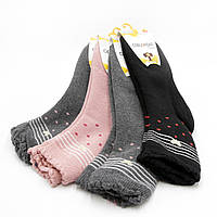 Теплые носки для девочки 7-8 лет в горошек, зимние носки махровые турецкие, носки з серде 23 di !
