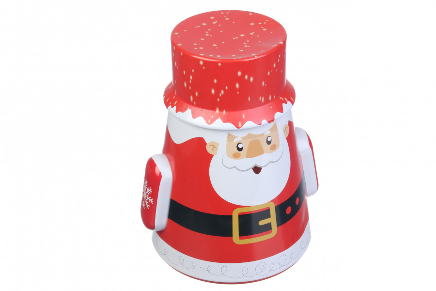 Коробка у вигляді Санти ваза для цукерок з металу, металева коробка Санта для новорічного подарунка