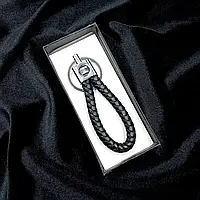 Автомобильный брелок Seat черный плетеный из кожзама, черный брелок с логотипом Сеат для ключей 23 di !