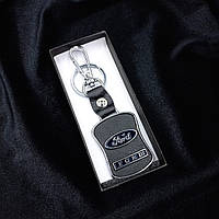 Брелок Форд черный для автомобильных ключей из кожзама/металла, черный брелок Ford с логотипом для авто кл 23