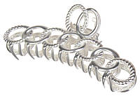 Краб серебряный для волос большой из металла,заколка серебряная металлическая, женский краб длинный серебр 23