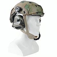 Тактические активные наушники гарнитура EARMOR M31H Олива с креплением адаптером на шлемы FAST, ACH, MICH, TOR