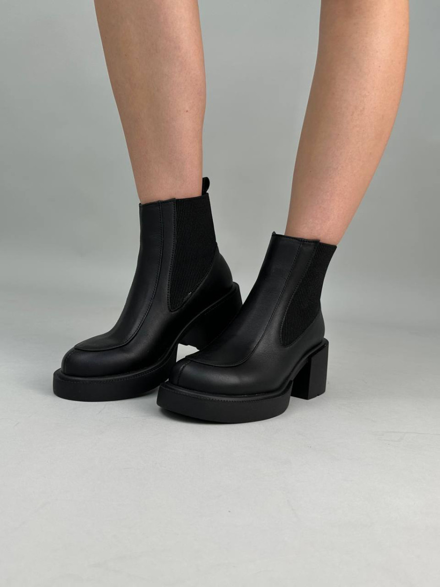 Черевики жіночі шкіряні чорні зимові, фото 1