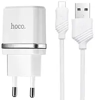 Сетевое зарядное устройство Hoco С12 Charger 2USB + micro USB Cable White