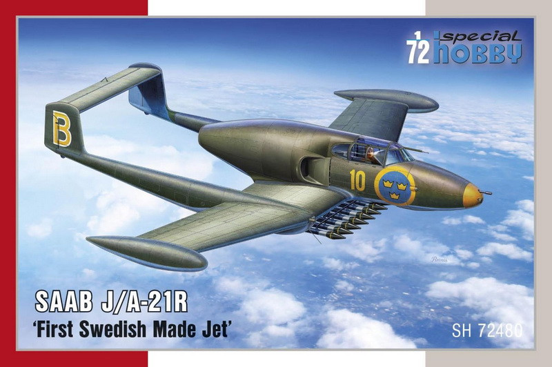 Пластикова модель 1/72 Special hobby 72480 шведський винищувач SAAB J/A-21R ‘First Swedish Made Jet’