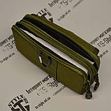 Поясна сумка органайзер для телефону і документів горизонтальна олива, фото 5