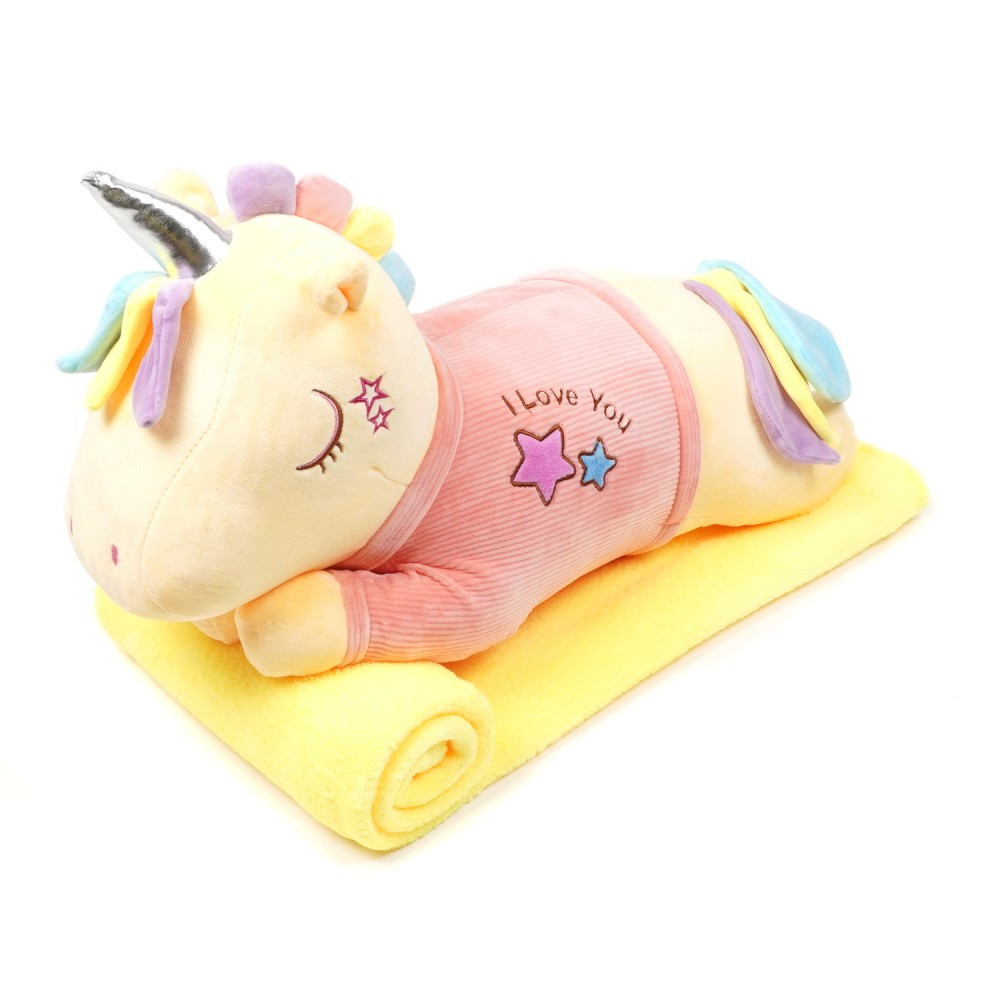 Іграшка-плед одноріжка жовта 3в1 (55см), фото 1