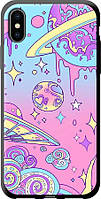 TPU Чехол с микрофиброй на iPhone X Розовая галактика