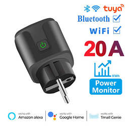 Розумна смарт розетка Tuya Smart WiFi Head 20А з лічильником електроенергії 4400W Black (smart20ABlack)