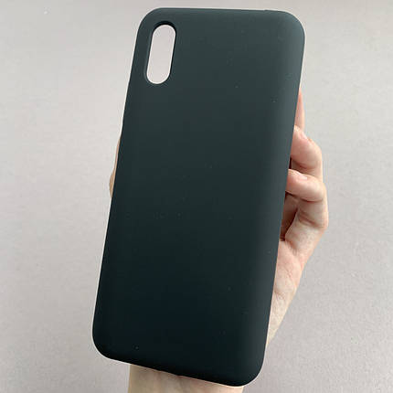 Чохол для Xiaomi Redmi 9А силікон кейс чохол з мікрофіброю на телефон сяомі редмі 9а чорний r4e, фото 1