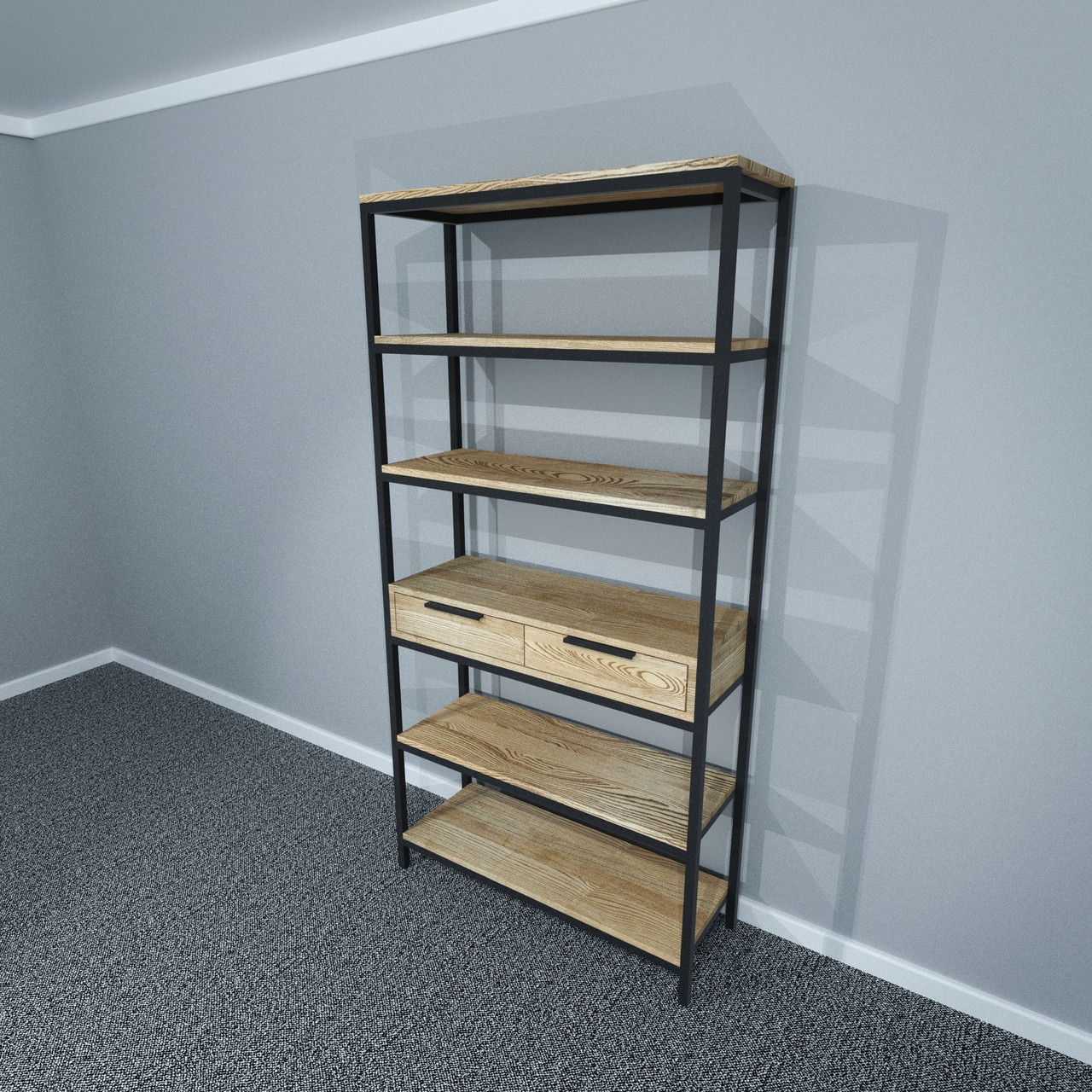 Стелаж "Loft" з масиву ясена та металу