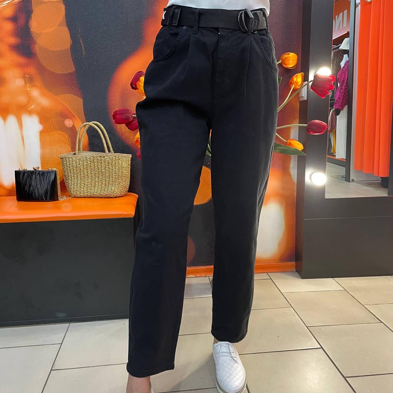 Джинси жіночі МОМ стреч вільні молодіжні 26 чорні, фото 1