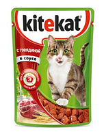 Вологий корм для кішок Kitekat (Кітікет) пауч яловичина в соусі, 100 г